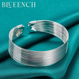 925 Silver Wide Tier Bracelet Bangle Women's Wedding Glamour Jewelry