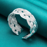 925 Silver Wide Braid Bangles for Women Wedding