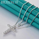 925 Silver Zircon Cross Pendant Necklace for Women Wedding Parties