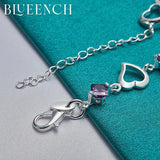 925 Silver Zircon Heart Link Bracelet for Women