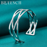 925 Silver Openwork Wide Face Bangles: Women's Glamour Jewelry