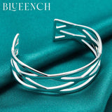 925 Silver Openwork Wide Face Bangles: Women's Glamour Jewelry