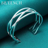 925 Silver Openwork Wide Face Bangles: Women's Glamour Jewelry