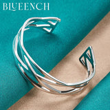 925 Silver Openwork Wide Face Bangles: Women's Glamour Jewelry