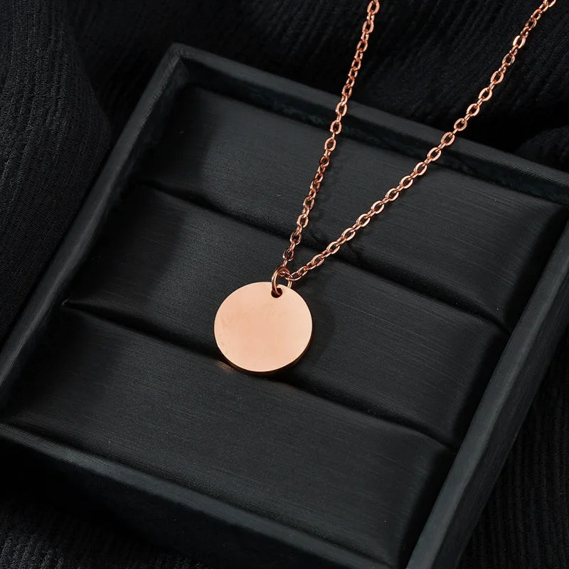 Bluelory 16mm Personalized Initials Name Round Necklace For Women