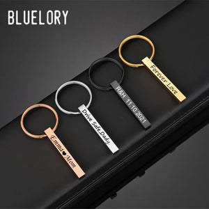 Personalized Name Birth Words Bar Keychains Stainless Steel DIY Bars Keyring