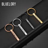 Personalized Name Birth Words Bar Keychains Stainless Steel DIY Bars Keyring