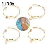 Baby Name Bracelets Stainless Steel Engraved for Newborn Girl Boy Child