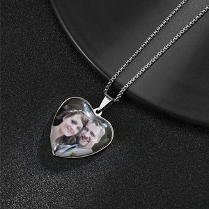 Bluelory Colored Photo Necklace For Women Stainless Steel Glass Name Jewelry