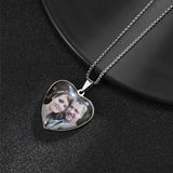 Bluelory Colored Photo Necklace For Women Stainless Steel Glass Name Jewelry