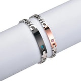 Bluelory Crystal Name Bracelets Rose Stainless Steel Women Men Jewelry