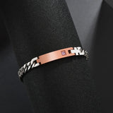 Bluelory Crystal Name Bracelets Rose Stainless Steel Women Men Jewelry