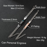 Bluelory Crystal Name Bracelets Rose Stainless Steel Women Men Jewelry