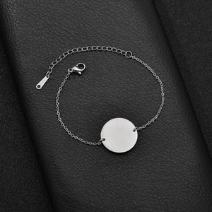 Bluelory Engrave Round Pendant Bracelets Personalized Stainless Steel Jewelry