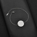 Bluelory Engrave Round Pendant Bracelets Personalized Stainless Steel Jewelry
