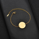 Bluelory Engrave Round Pendant Bracelets Personalized Stainless Steel Jewelry