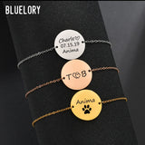 Bluelory Engrave Round Pendant Bracelets Personalized Stainless Steel Jewelry