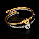 Bluelory Engraved Letter Heart Bangles Stainless Steel Personalized Jewelry