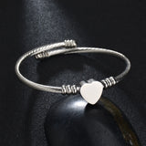 Bluelory Engraved Letter Heart Bangles Stainless Steel Personalized Jewelry