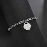 Bluelory Engraved Name Heart Bracelets Stainless Steel Women Personalized Jewelr