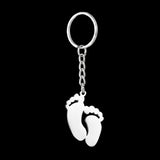 Bluelory Engraved Names Footprint Keychains Stainless Steel Personalized Keyring