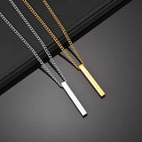 Bluelory Engraved Name ID Bar Necklace Stainless Steel Personalized