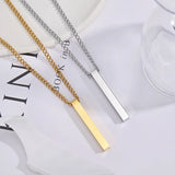 Bluelory Engraved Name ID Bar Necklace Stainless Steel Personalized