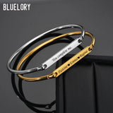 Bluelory Laser Engraved Names Bangles, 3 Stainless Steel Personalized Jewelry
