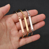 Bluelory Laser Engraved Names Bangles, 3 Stainless Steel Personalized Jewelry