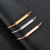 Bluelory Laser Engraved Names Bangles, 3 Stainless Steel Personalized Jewelry