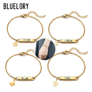 Engraved Women's Bracelet with Heart Crown - Gift for Mom/ Gir