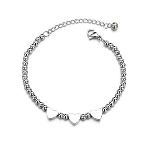 Initial Letters Heart Bracelet Women Stainless Steel Beads Valentine?s Gift