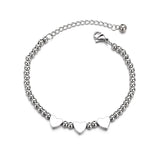 Initial Letters Heart Bracelet Women Stainless Steel Beads Valentine?s Gift
