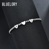 Initial Letters Heart Bracelet Women Stainless Steel Beads Valentine?s Gift