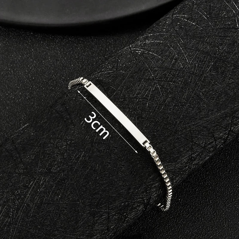 Bluelory Stainless Steel Bracelets Engraved Name Date DIY Jewelry