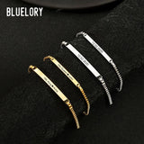 Bluelory Stainless Steel Bracelets Engraved Name Date DIY Jewelry