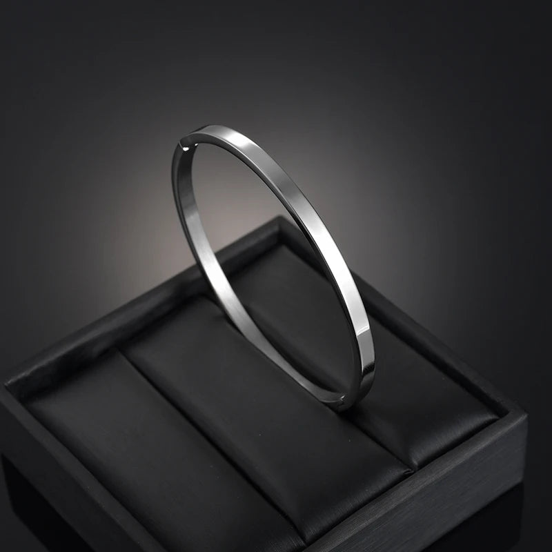 Bluelory Stainless Steel Engraved Name Bangle 4mm/6mm/8mm