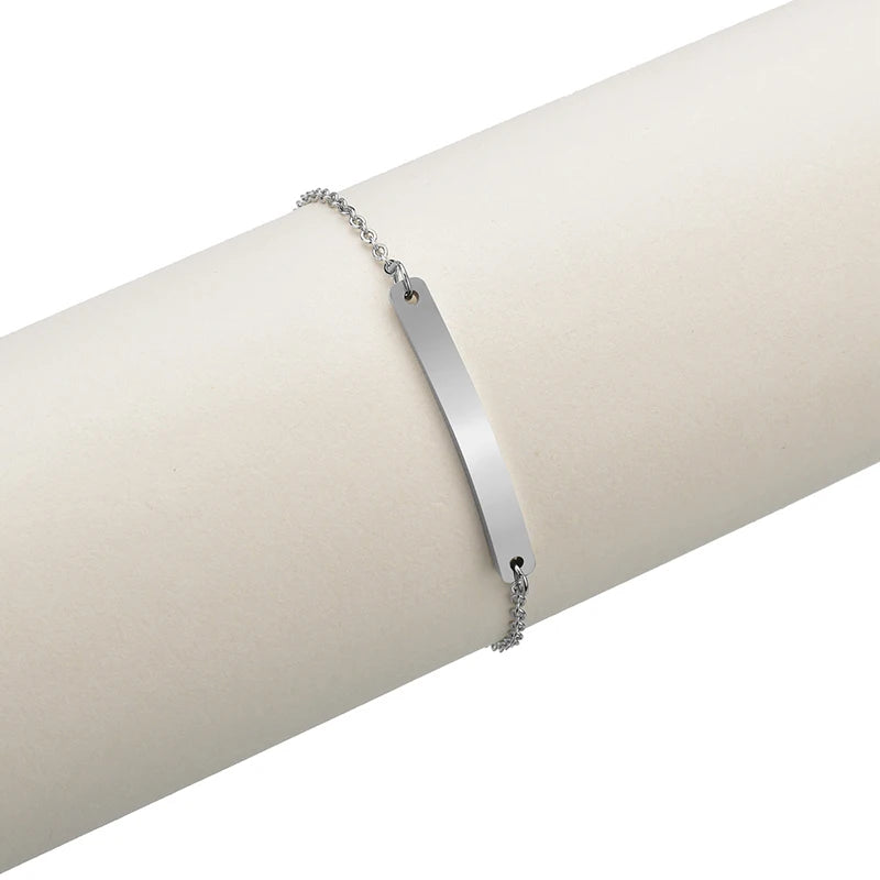 Personalized Stainless Steel Women Name Bar Bracelets