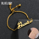 Bluelory Women Name Bracelets Stainless Steel Adjustable