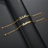 Bluelory Women Name Bracelets Stainless Steel Adjustable