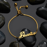 Bluelory Women Name Bracelets Stainless Steel Adjustable
