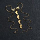 Crystal Mom Necklace Stainless Steel Engraved Kid's Baby Name on Foottprint