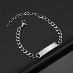 Bluelory Engrave Name ID Bar Couple Bracelet Stainless Steel