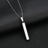 Bluelory Name Bar Necklace Stainless Steel Engraved Names Date Jewelry