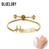 Stainless Steel Box Chain Name Bracelet for Baby Girls Boys