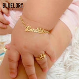 Stainless Steel Box Chain Name Bracelet for Baby Girls Boys