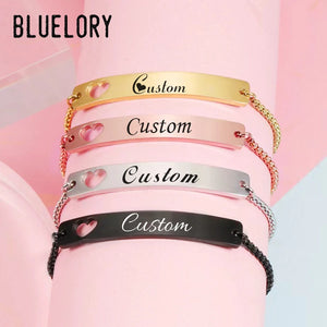 Bluelory Heart Name Bracelet Stainless Steel Adjustable
