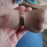 Custom Baby Name Date Bracelet Stainless Steel Heart Moon ID Bar Kid Gift