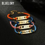 Custom Baby Name Date Bracelet Stainless Steel Heart Moon ID Bar Kid Gift
