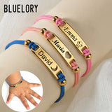 Custom Baby Name Date Bracelet Stainless Steel Heart Moon ID Bar Kid Gift